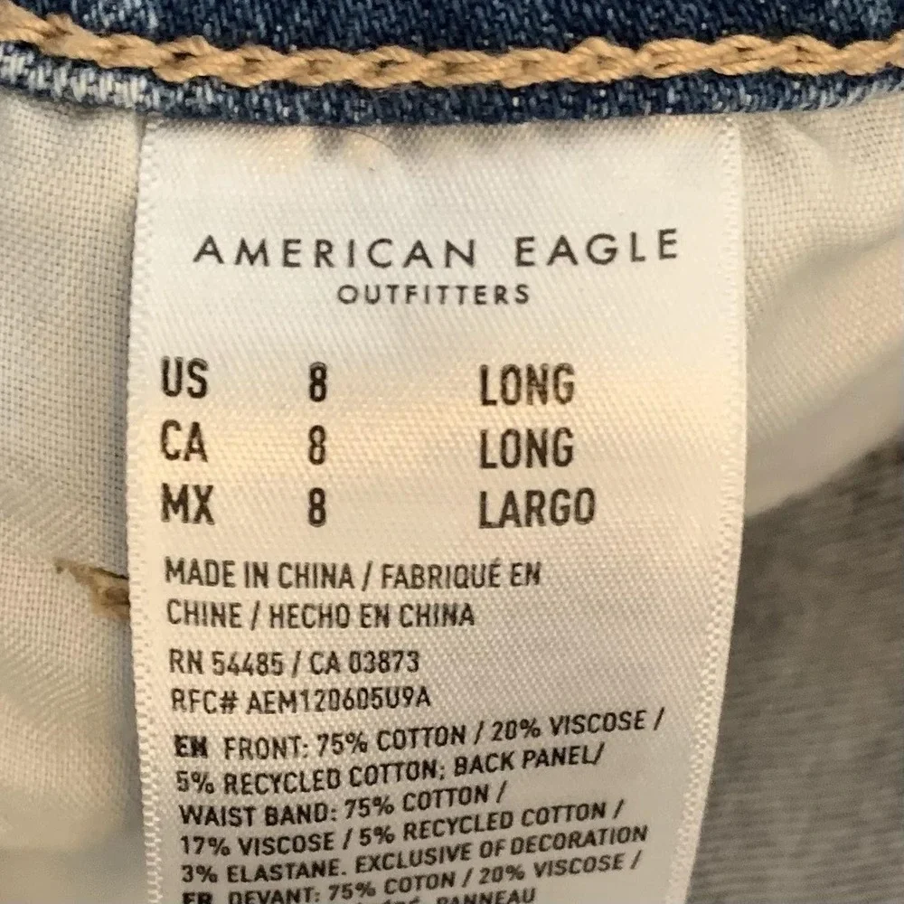 American Eagle Shorts Womens 8 Blue Distressed Cutoff Denim Jean Frayed Hem